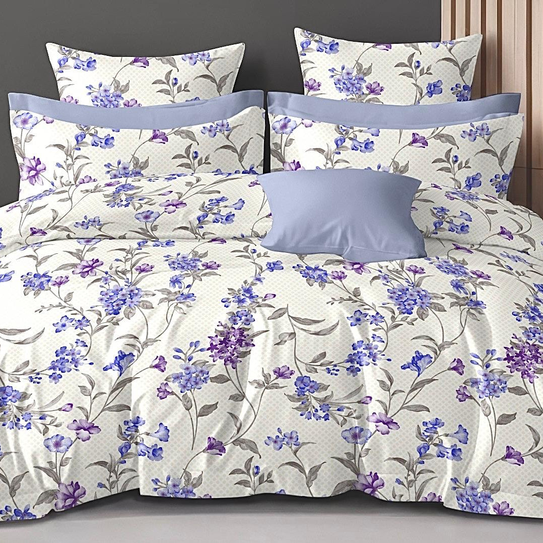 Bluebell Charm 210 TC Cotton Blend Flat King Bedsheet