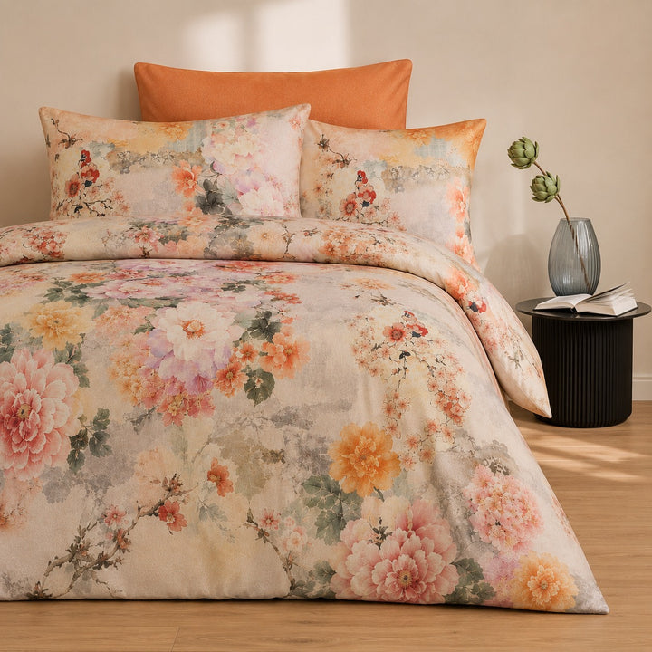 Watery Flora Cotton King Bedsheet - 250 TC