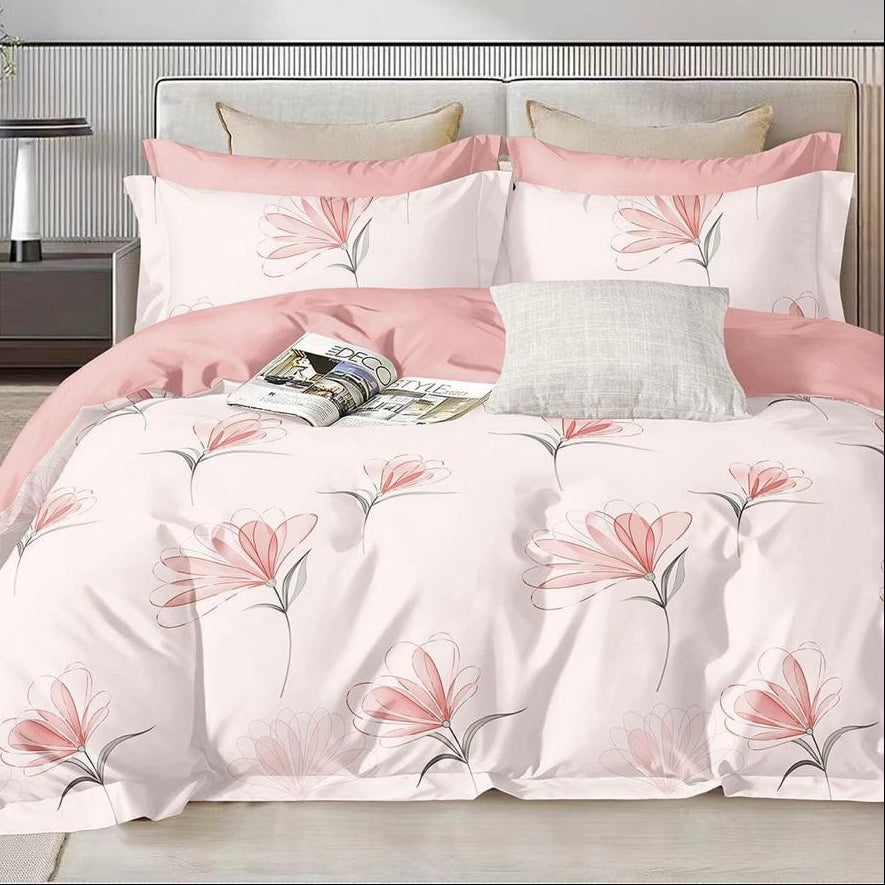 Blush Bloom 210 TC Cotton Blend Flat King Bedsheet