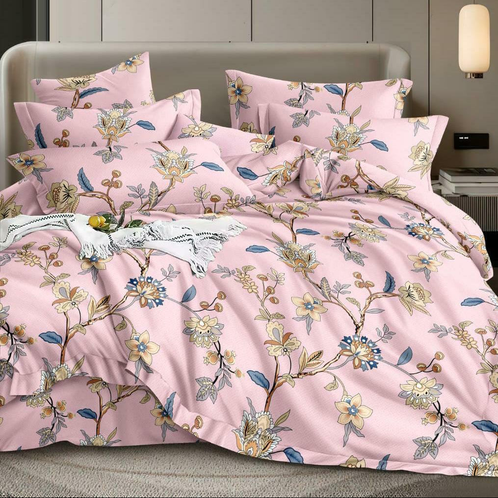Symphony Bloom 210 TC Cotton Blend Flat King Bedsheet