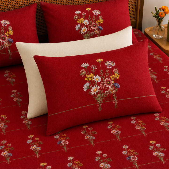 Wine Forest Cotton King Bedsheet - 250 TC