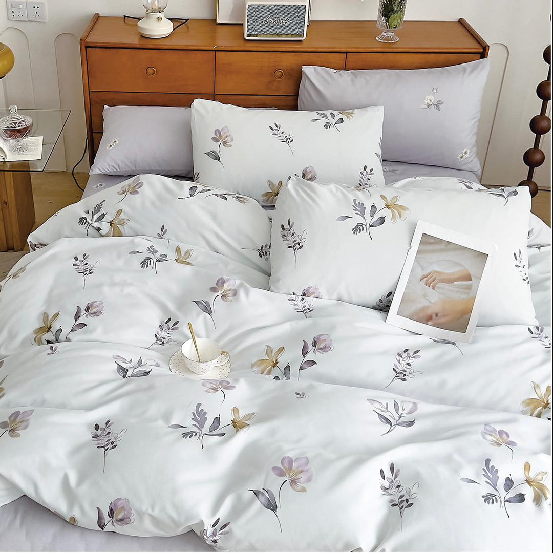 Botanical Whisper Cotton Blend Elastic Fitted King Bedsheet