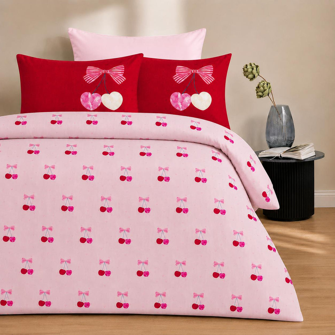 Cherry Bliss Cotton King Bedsheet - 250 TC