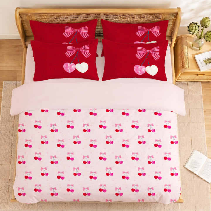 Cherry Bliss Cotton King Bedsheet - 250 TC