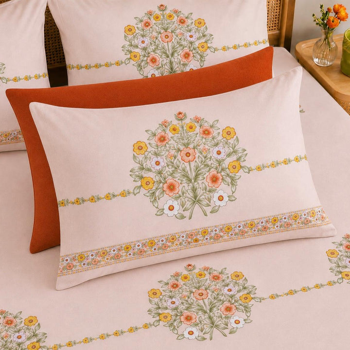 Blossom Royale Cotton King Bedsheet - 250 TC