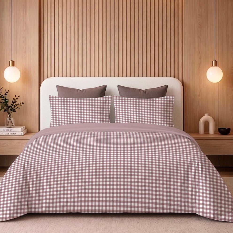 Crisscross Wine Cotton King Bedsheet - 250 TC