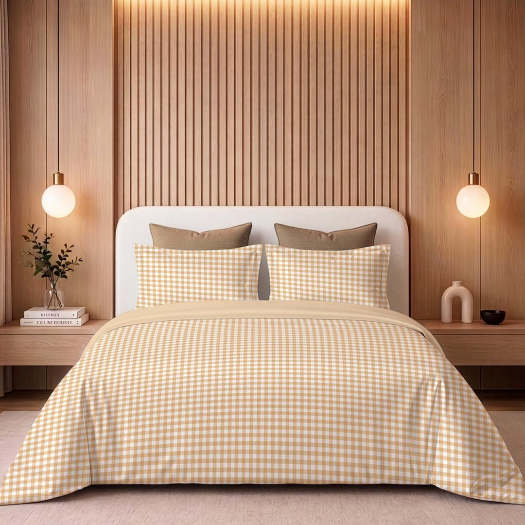 Crisscross Yellow Cotton King Bedsheet - 250 TC