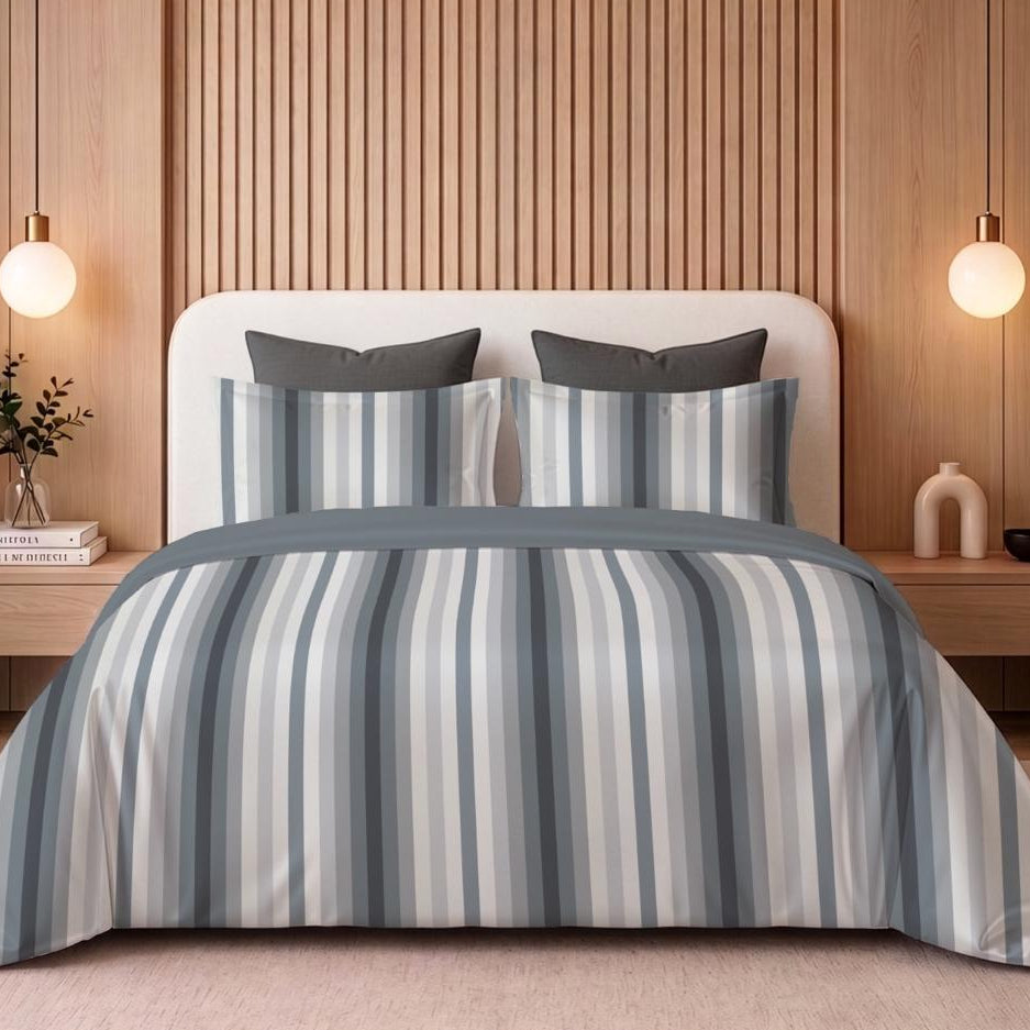 Ash Band Cotton King Bedsheet - 250 TC