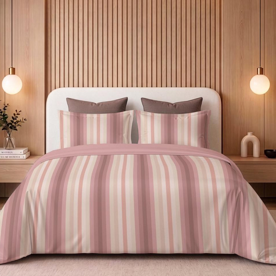 Pink Band Cotton King Bedsheet - 250 TC