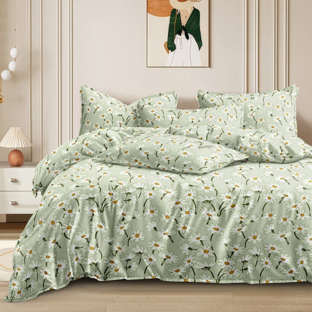 Pista Sunflower 210 TC Cotton Blend Flat King Bedsheet