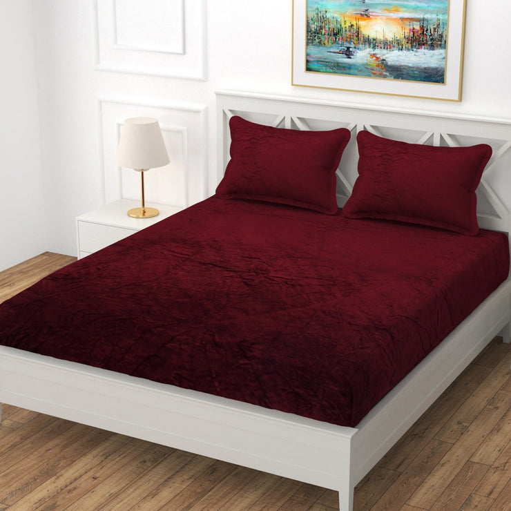 Wine Warm Winter Flannel Fitted King Bedsheet