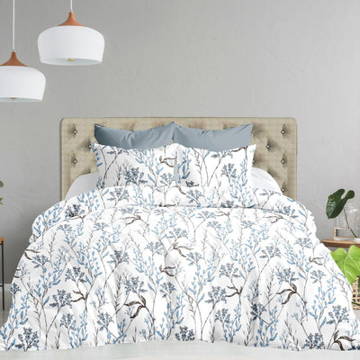 Vintage Times 1 Premium 100% Cotton Elastic Fitted Bedsheet - Blue