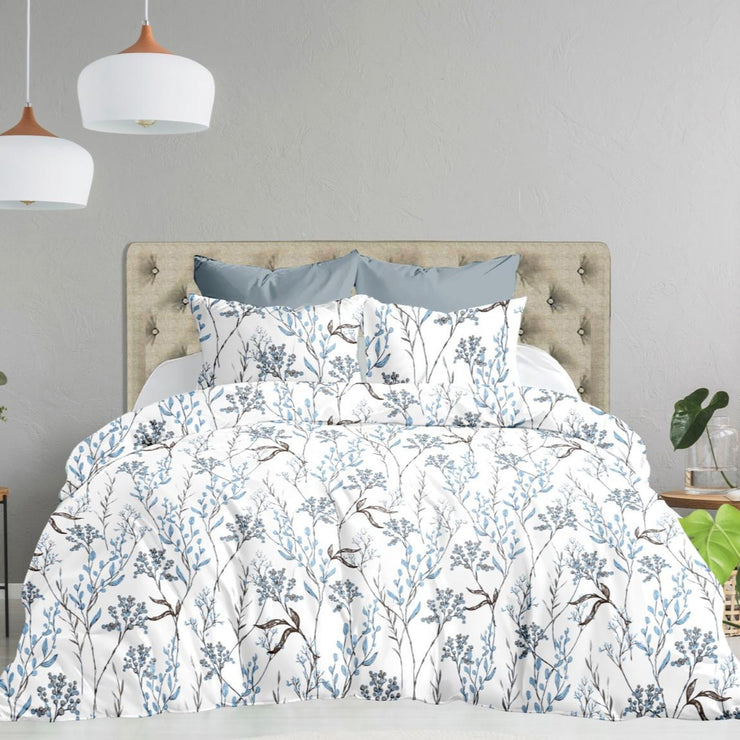 Vintage Times 1 Premium 100% Cotton Elastic Fitted Bedsheet - Blue