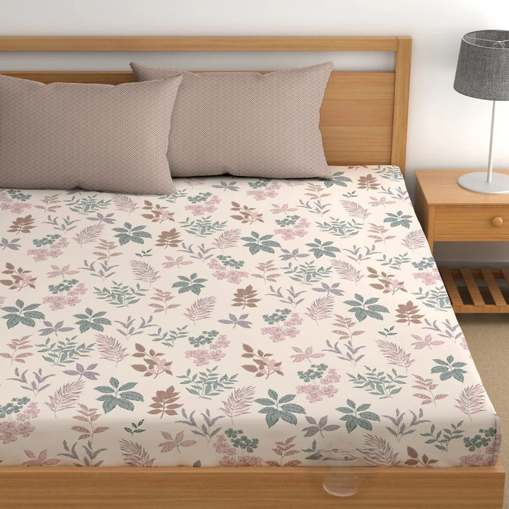 Colors Bloom Cotton Blend Elastic Fitted King Bedsheet