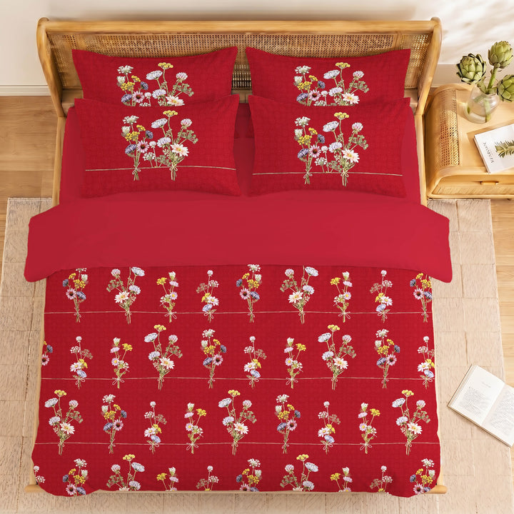 Wine Forest Cotton King Bedsheet - 250 TC