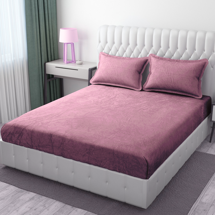 Pink Warm Winter Flannel Fitted King Bedsheet
