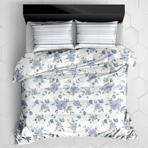 Summer Whites Premium 100% Cotton Elastic Fitted Bedsheet - Blue