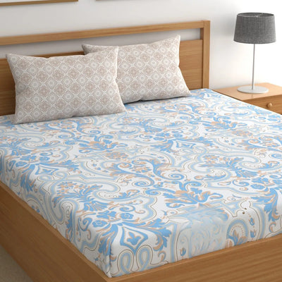 Pixel Comfort Cotton Blend Elastic Fitted Queen Bedsheet