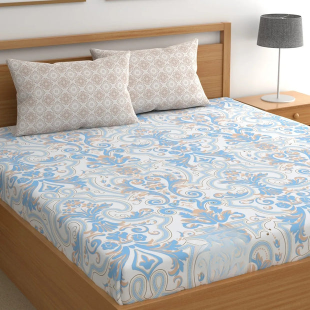 Pixel Comfort Cotton Blend Elastic Fitted Queen Bedsheet