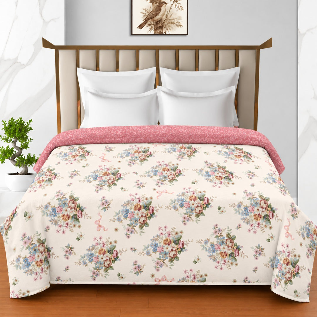 Ribbon Garden 180 GSM AC Room Reversible Double Bed Comforter