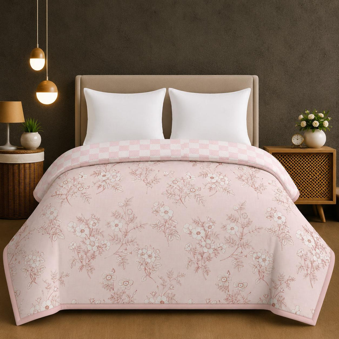 Blush Blossom 180 GSM AC Room Reversible Double Bed Comforter
