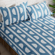 Blue Semicircle 210 TC Cotton Blend Flat King Bedsheet