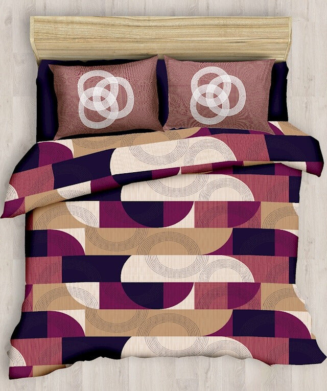 Burgundy Olympic Circles Luxury Cotton King Size Bedsheet