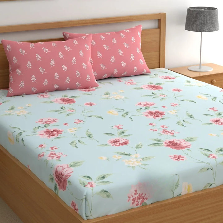 Bare Earth Cotton Blend Elastic Fitted King Bedsheet