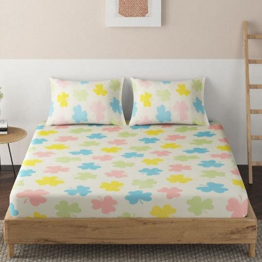 Multicolor Petals 210 TC Cotton Blend Flat King Bedsheet