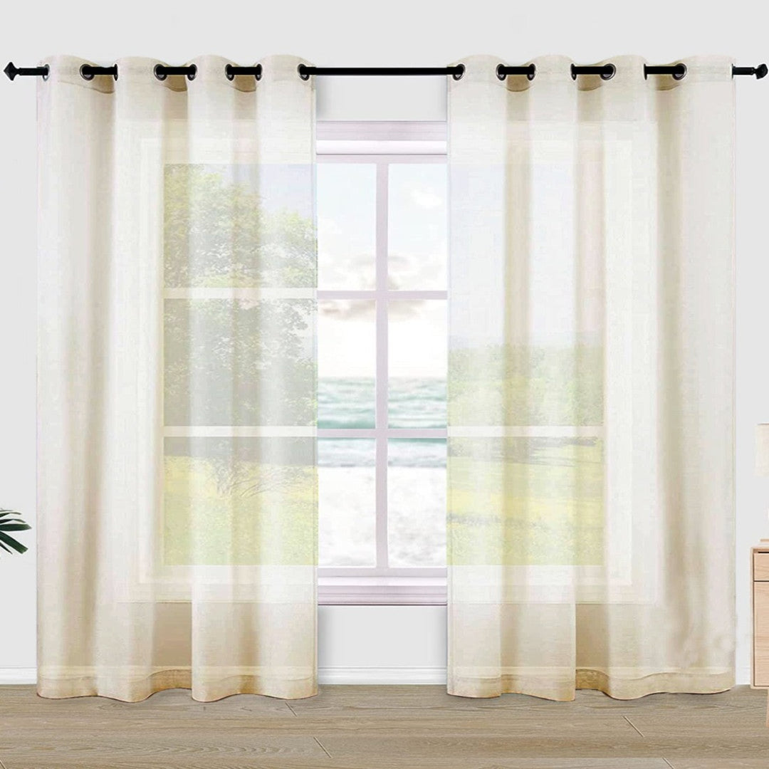 Dreamy Drapes Cream Colour Sheer Curtains - Window/Door/Long Door - 10318