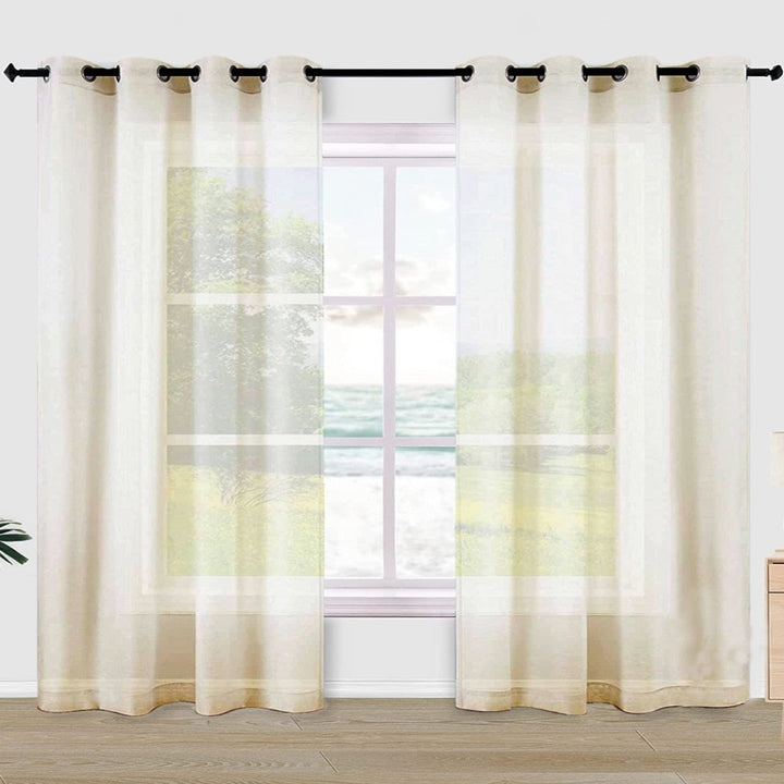 Dreamy Drapes Cream Colour Sheer Curtains - Window/Door/Long Door - 10318