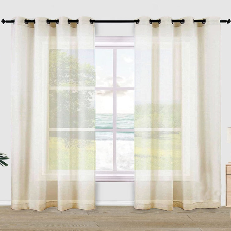 Dreamy Drapes Cream Colour Sheer Curtains - Window/Door/Long Door - 9789