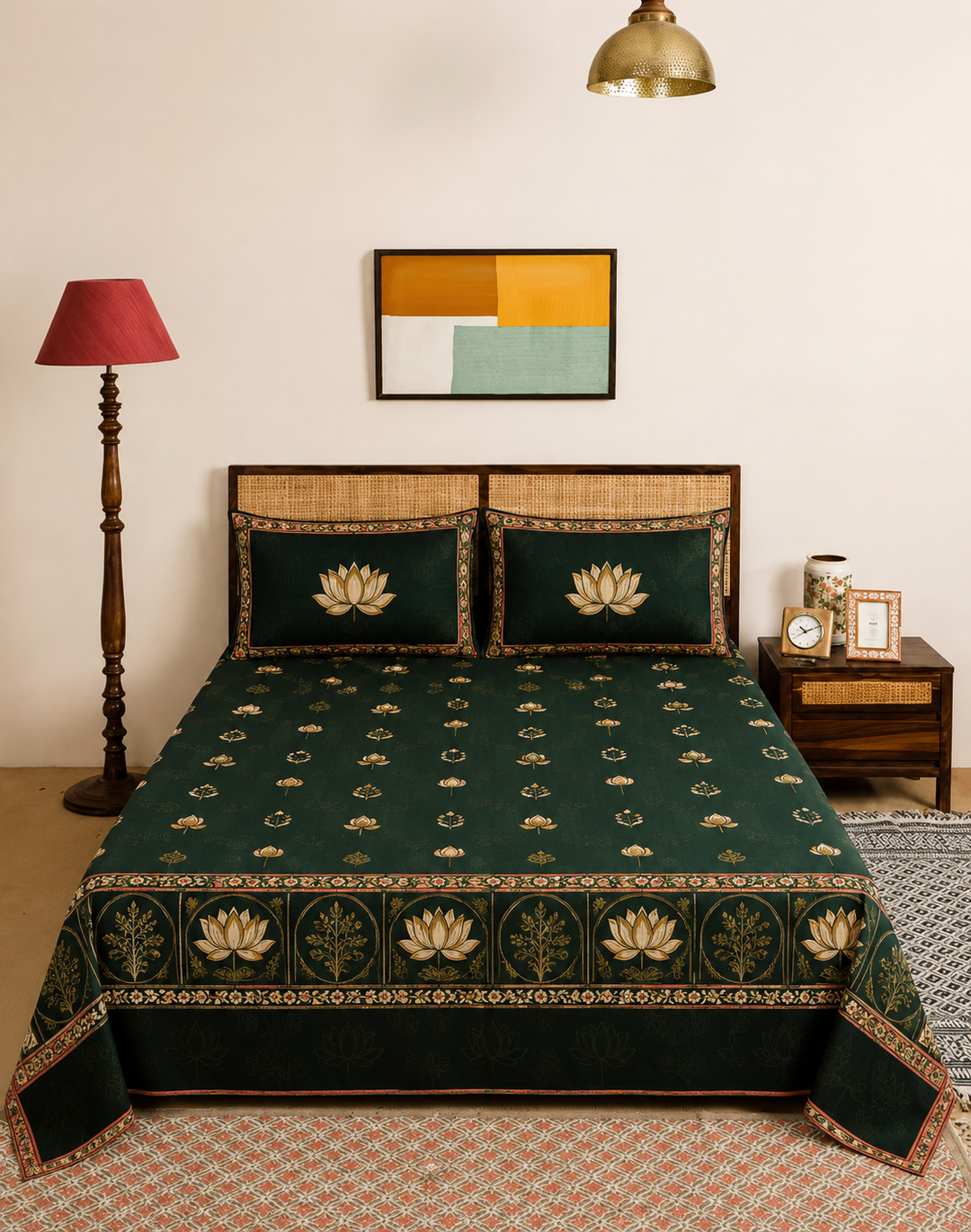 Forest Pichwai Lotus bedsheet set