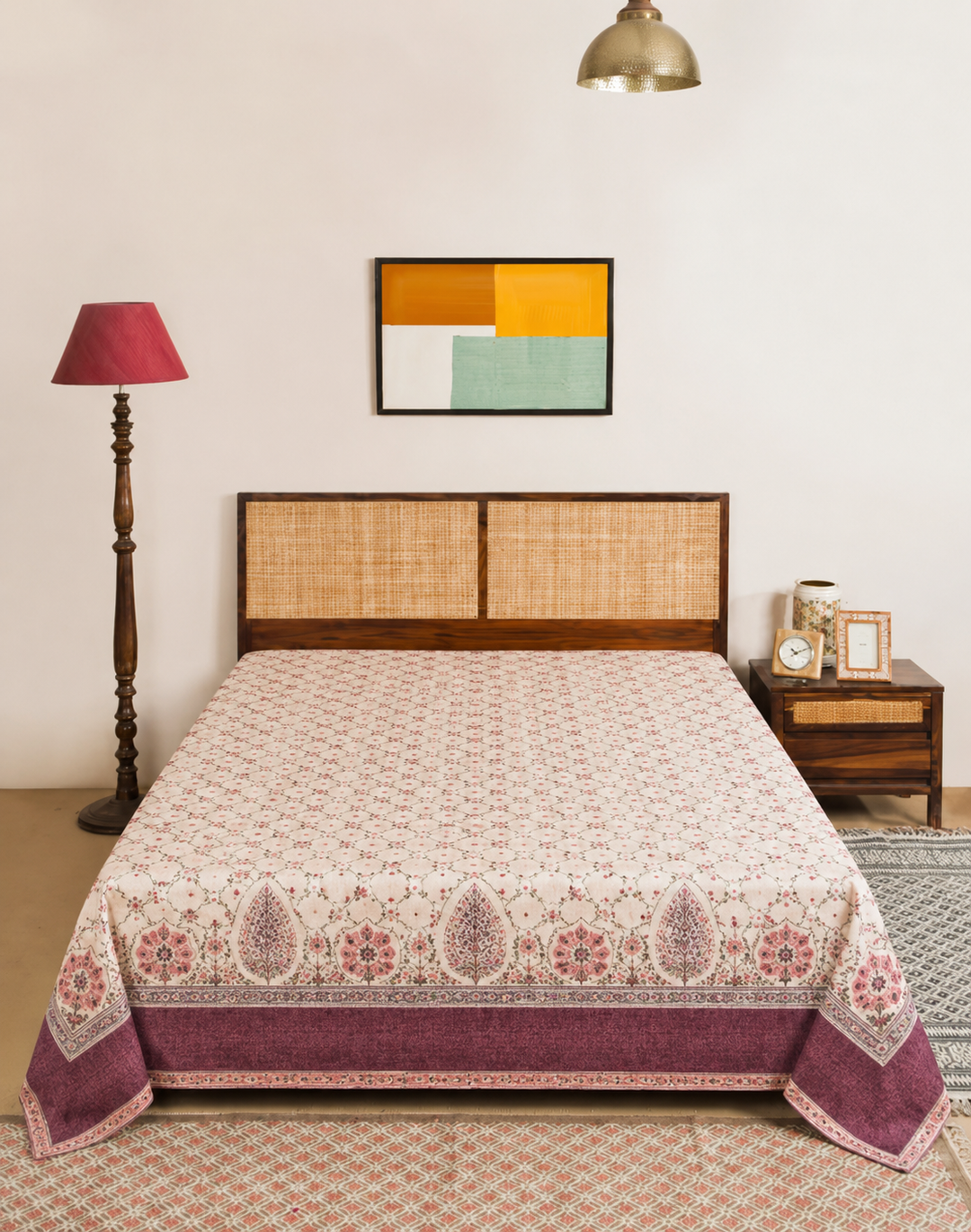 Gulabi Jaal Blush Floral bedsheet set