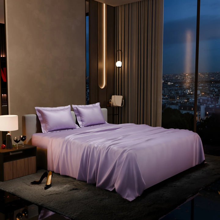 Lilac Arrest Super King Satin Flat Bedsheet
