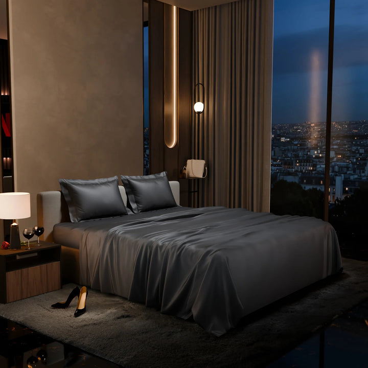 Twilight Embrace Super King Satin Flat Bedsheet