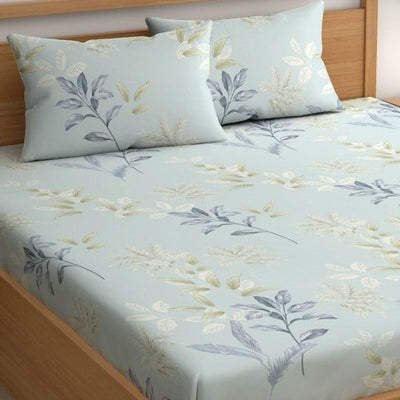 Garden Whisper Cotton Blend Super King Bedsheet with 2 Pillow Covers (108x108 inches)