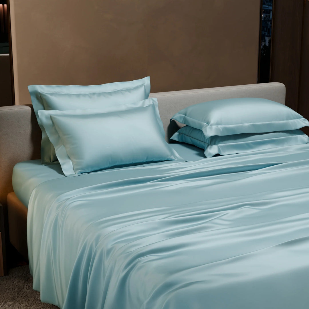 Dreamy Blue Super King Satin Flat Bedsheet