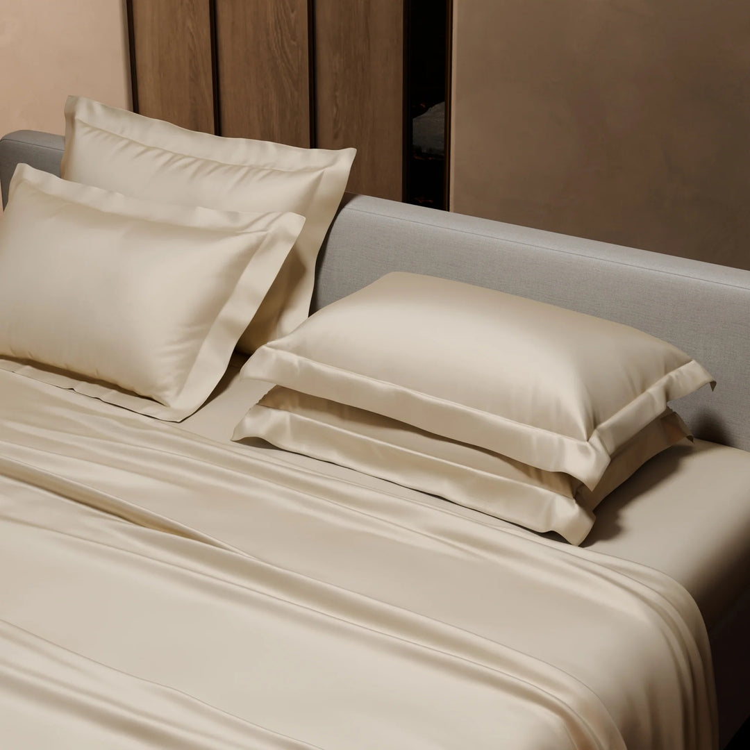 Ivory Super King Satin Flat Bedsheet