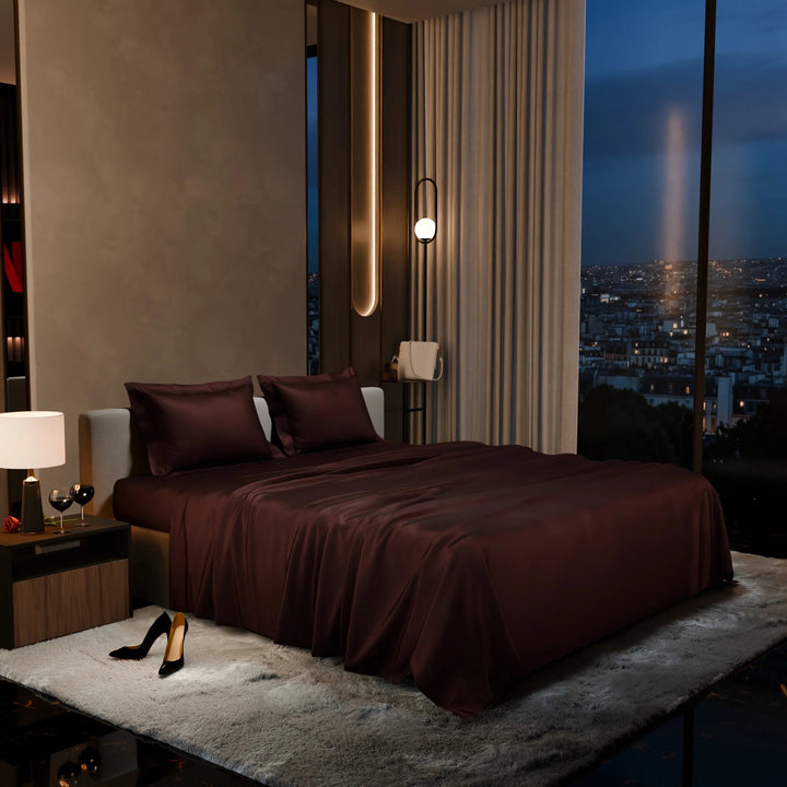 Hot Chocolate Super King Satin Flat Bedsheet