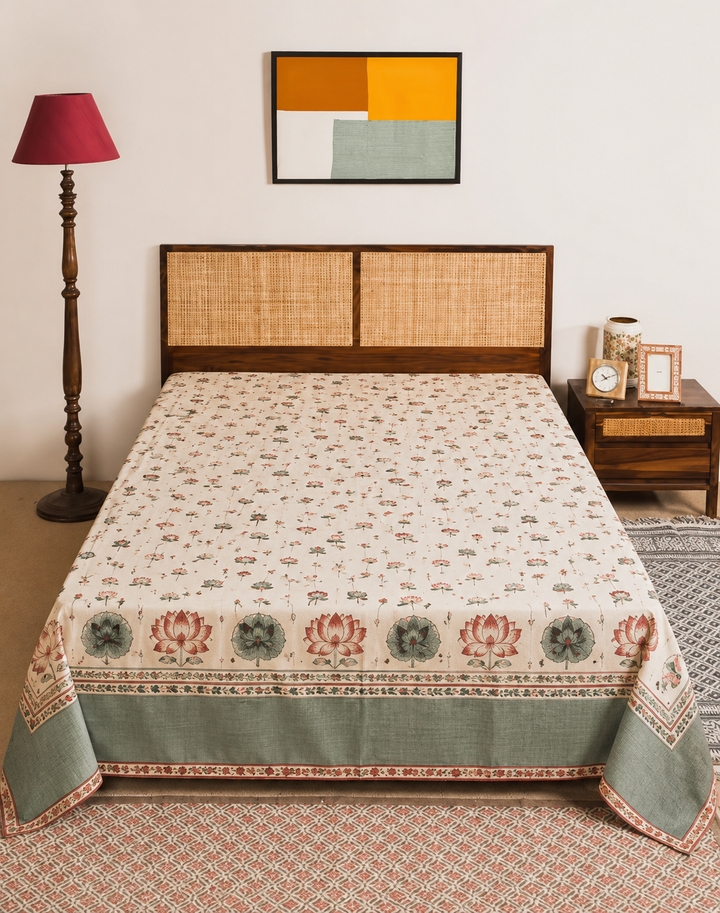 Sage Lotus Heritage Botanical bedsheet set