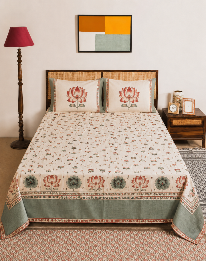 Sage Lotus matching pillow covers