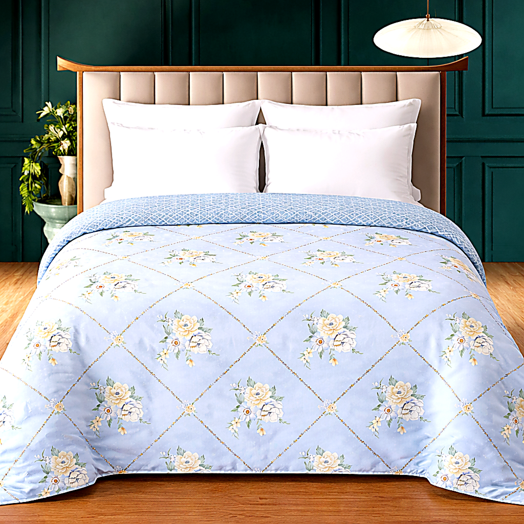 Azure Petals Comforter 180 GSM AC Room Reversible Single Bed Comforter