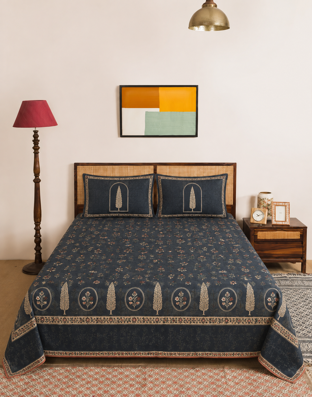 Slate Cypress Nocturne Botanical bedsheet set