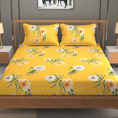 Yellow Rose 210 TC Cotton Blend Flat King Bedsheet