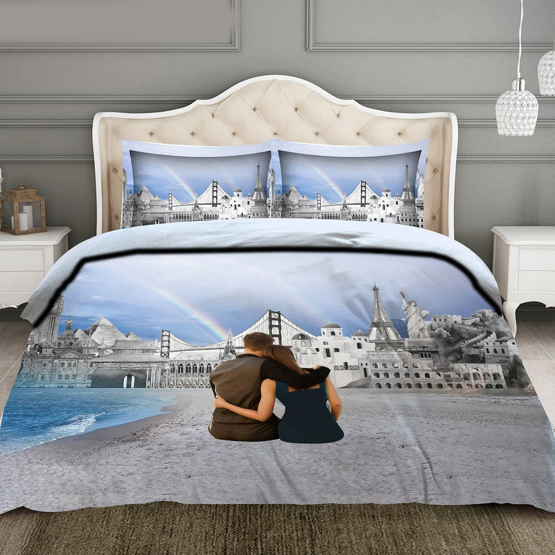 Italian Beauty Love Birds Super King (108x108)Cotton Flat Luxury Bedsheet