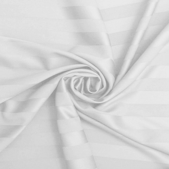 White Stripes Cotton Blend Elastic Fitted King Bedsheet