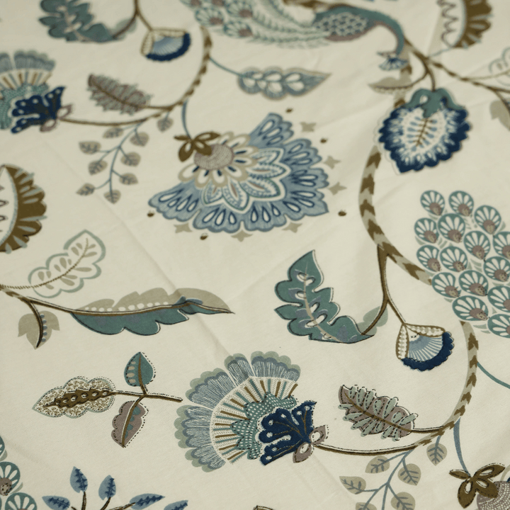 Tropical Printed Cotton Elastic King Size Bedsheet - Peacock