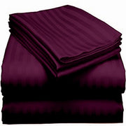 Wine Stripes Cotton Blend Elastic Fitted King Bedsheet