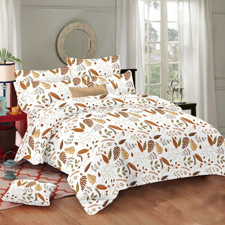 Orange Leaves Cotton King Bedsheet